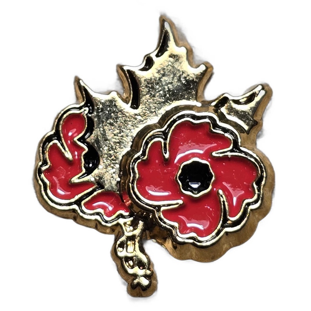 Canada Royal Canadian Legion Red Poppy Maple Leaf Hat Vest Lapel Pin E5